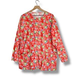 Vintage Y2K Cherokee Frog Princess Scrub Jacket Whimsical Nurse L